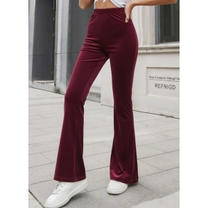 Kadın Yüksek Bel Paçaya Doğru Genişleyen Kadife Pantolon