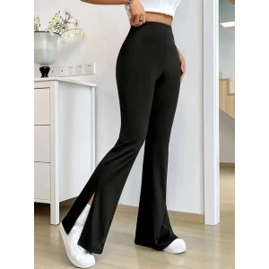 Kadın Yüksek Bel Paçaya Doğru Genişleyen Yandan Yırtmaçlı Dalgıç Pantolon