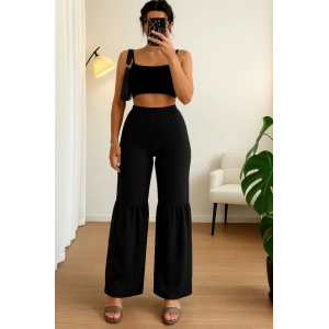 Kadın Yüksek Bel Parça Detay Bol Paça Pantolon