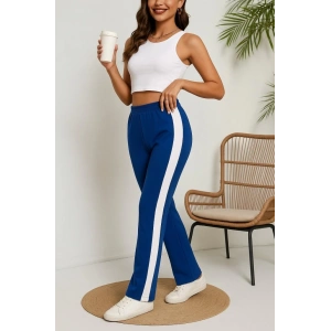 Kadın Yüksek Bel Yan şerit Detaylı Yırtmaçlı Viskon Iki Iplik Pantolon