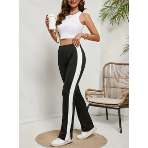 Kadın Yüksek Bel Yan şerit Detaylı Yırtmaçlı Viskon Iki Iplik Pantolon