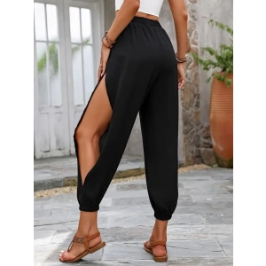 Kadın Yüksek Belli Yanlardan çapraz Detay Yırtmaçlı Viskon Pantolon