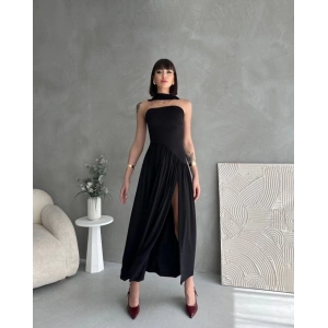 Kadınboğaz Kolsuz Maxi Boy Kalem Elbise