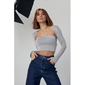 Kara Yaka Uzun Kollu Crop - Taş