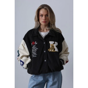 Kaşe Biker Ceket - Siyah