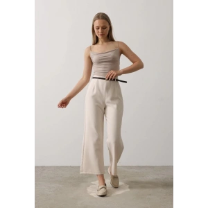 Kemer Pens Detaylı Pantolon - Bej