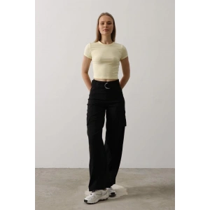 Kemerli Cargo Pantolon - Siyah