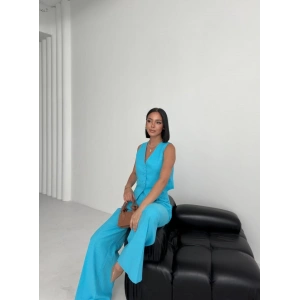 Keten Sirti Çapraz Geçi̇şli̇ Cepken Pantolon Takim