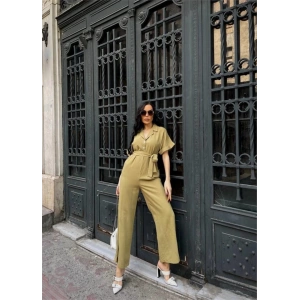 KETEN TULUM BEL BAĞLAMA DETAYLI - Yeşil