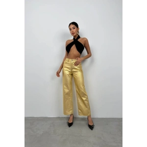 Metalik Yüksek Bel Pantolon