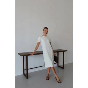 Modal yırtmaçlı elbise beyaz pt