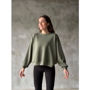 Osy Modal Yumuşak Dokulu Kumaş Bisiklet Yaka Oversize Sweatshirt - Haki