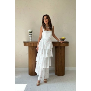 Pembe Kat Kat Arkası Bağlamalı Elbise