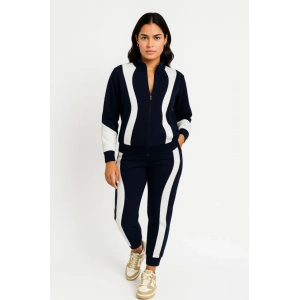 Premium Parçalı Eşofman Takım - Dik Yaka Fermuarlı Sweatshirt - Siyah