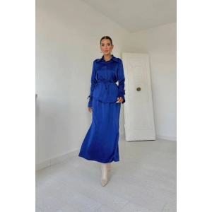 Saks Biyeli Gömlek Ve Etek Takım