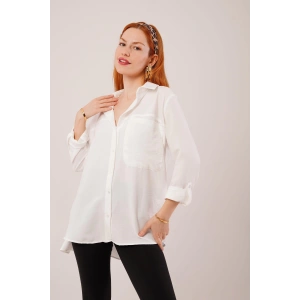 Salaş Kesim Cepli Beyaz Gömlek