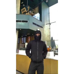 Samuray ZIP Fermuarlı Kapüşonlu SweatShirt- Siyah