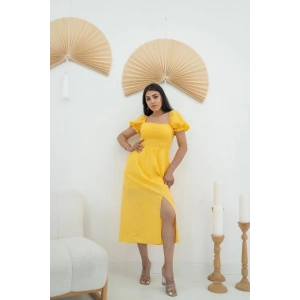 Sarı Tokalı Fisto Elbise