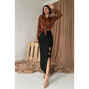 Siyah Fiyonk Detaylı Etek