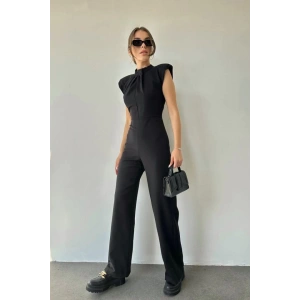 Siyah Vatkalı Dik Yaka Tulum