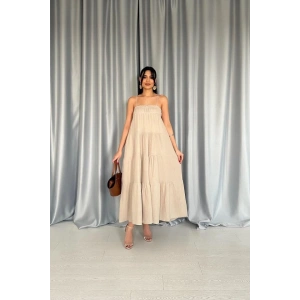 Taş Askılı Parçalı Müslin Elbise