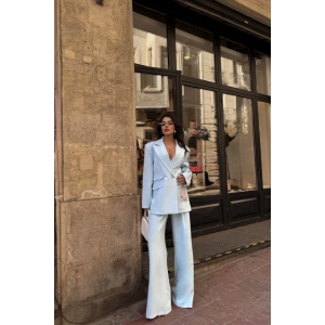 TASARIM ETİKET DETAYLI CEKET - PANTOLON TAKIM - Bebe Mavi