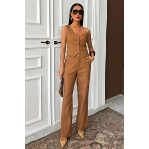 Tek Omuz Büstiyer Plazzo Pantolon Viscon Takım 10159