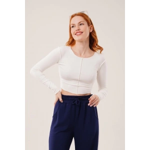 Ters Dikişli Basic Beyaz Body Bluz