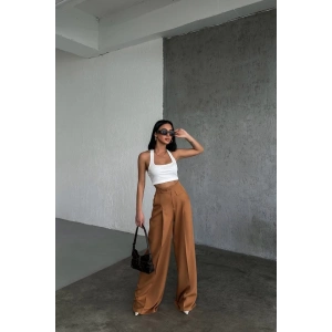 Üç Düğme Detayli Palazzo Pantolon