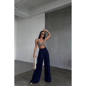 Üç Düğme Detayli Palazzo Pantolon