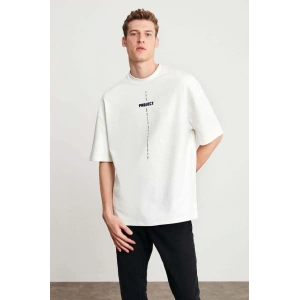 Unisex Baskılı Oversize T-Shirt - Beyaz