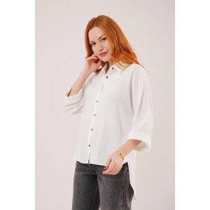Yarasa Kol Rahat Kalıp Beyaz Gömlek