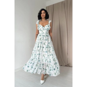 Yeşil Şifon Drapeli Elbise