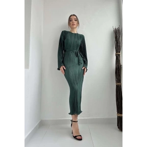 Zümrüt İspanyol Kol Piliseli Elbise