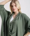 %100 Pamuk ince kumaş sonsuzluk hırkası-haki