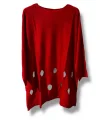 %100 Pamuk Triko Tunik Bluz– 38-52 Beden Uyumlu-Kırmızı