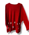 %100 Pamuk Triko Tunik Bluz– 38-52 Beden Uyumlu-Kırmızı