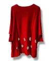 %100 Pamuk Triko Tunik Bluz– 38-52 Beden Uyumlu-Kırmızı