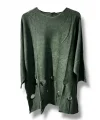 %100 Pamuk Triko Tunik Bluz– 38-52 Beden Uyumlu -Haki