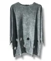 %100 Pamuk Triko Tunik Bluz– 38-52 Beden Uyumlu-Gri