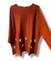 %100 Pamuk Triko Tunik Bluz– 38-52 Beden Uyumlu -Kiremit