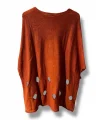 %100 Pamuk Triko Tunik Bluz– 38-52 Beden Uyumlu -Kiremit