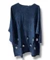 %100 Pamuk Triko Tunik Bluz– 38-52 Beden Uyumlu-Lacivert