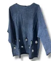 %100 Pamuk Triko Tunik Bluz– 38-52 Beden Uyumlu-Lacivert