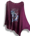 Kadın Merserize Triko Bluz – Oversize Rahat Kalıp, Baskılı Bluz (38-48 Beden)