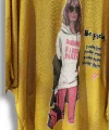 Kadın Merserize Triko Bluz – Oversize Rahat Kalıp, Baskılı Bluz (38-48 Beden)