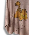 Kadın Merserize Triko Bluz – Oversize Rahat Kalıp, Baskılı Bluz (38-48 Beden)