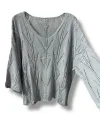 Oversize Ajurlu Merserize Triko Bluz Kadın V Yaka (38-52 Beden Uyumlu)