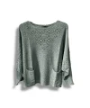 Oversize Merserize Triko Cepli ve Ajurlu Tasarım Bluz- 38-52 Beden Arası Uyumlu
