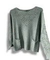 Oversize Merserize Triko Cepli ve Ajurlu Tasarım Bluz- 38-52 Beden Arası Uyumlu